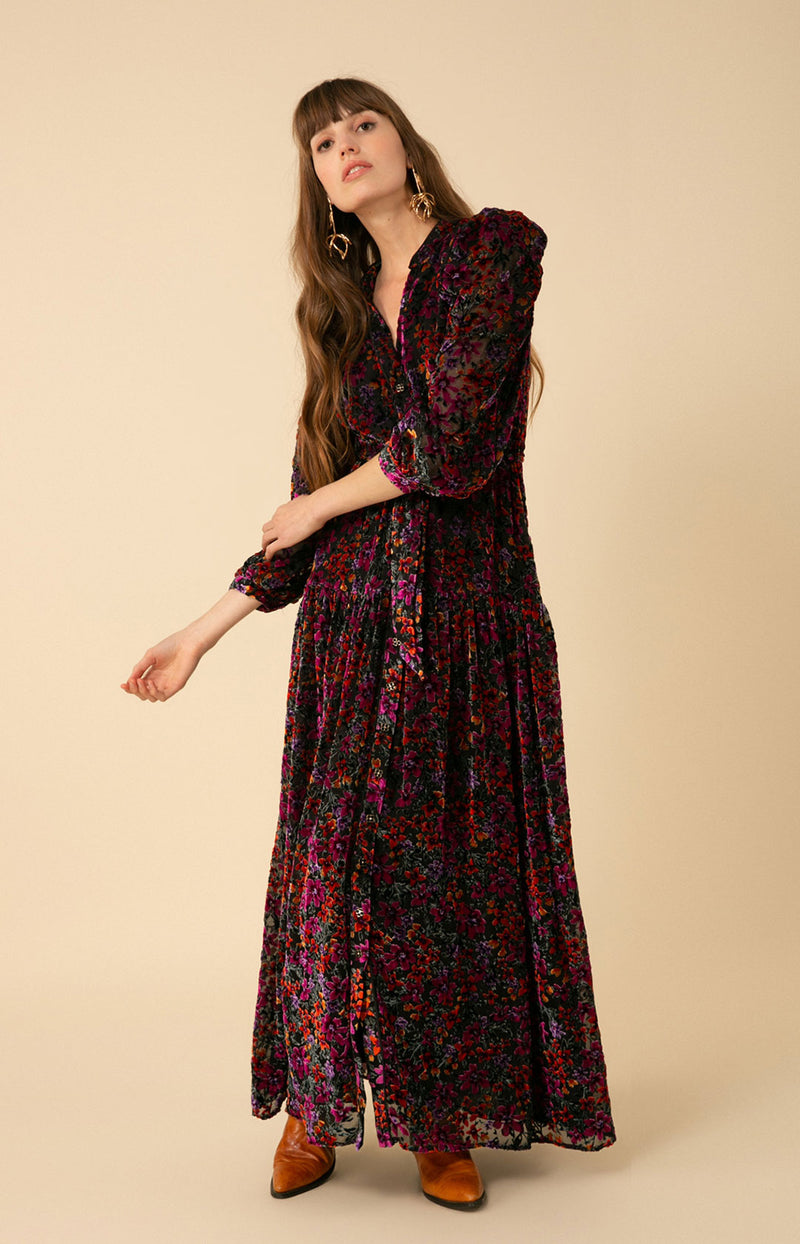 Heloise Velvet Burnout Maxi Dress Heloise Velvet Burnout Maxi Dress