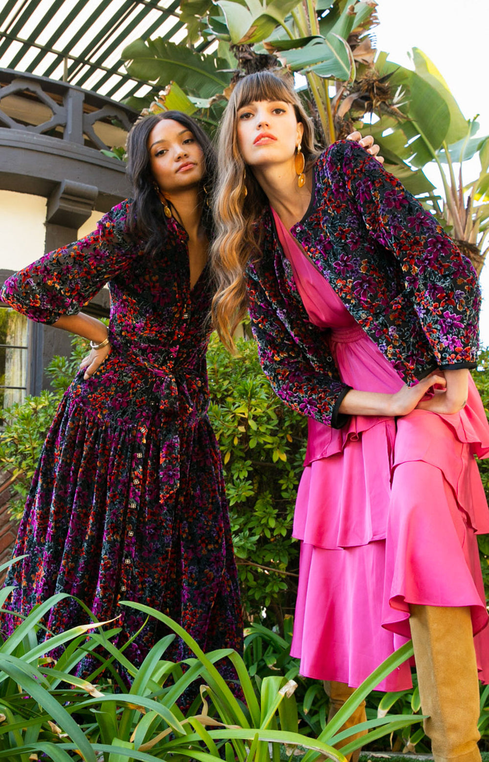 Heloise Velvet Burnout Maxi Dress Pink / S