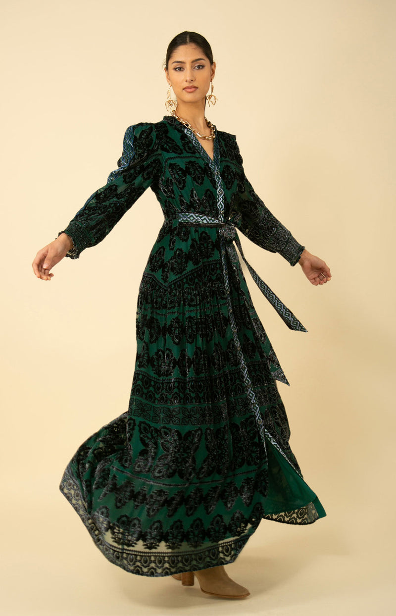 Gianna Velvet Burnout Maxi Dress, color_emerald