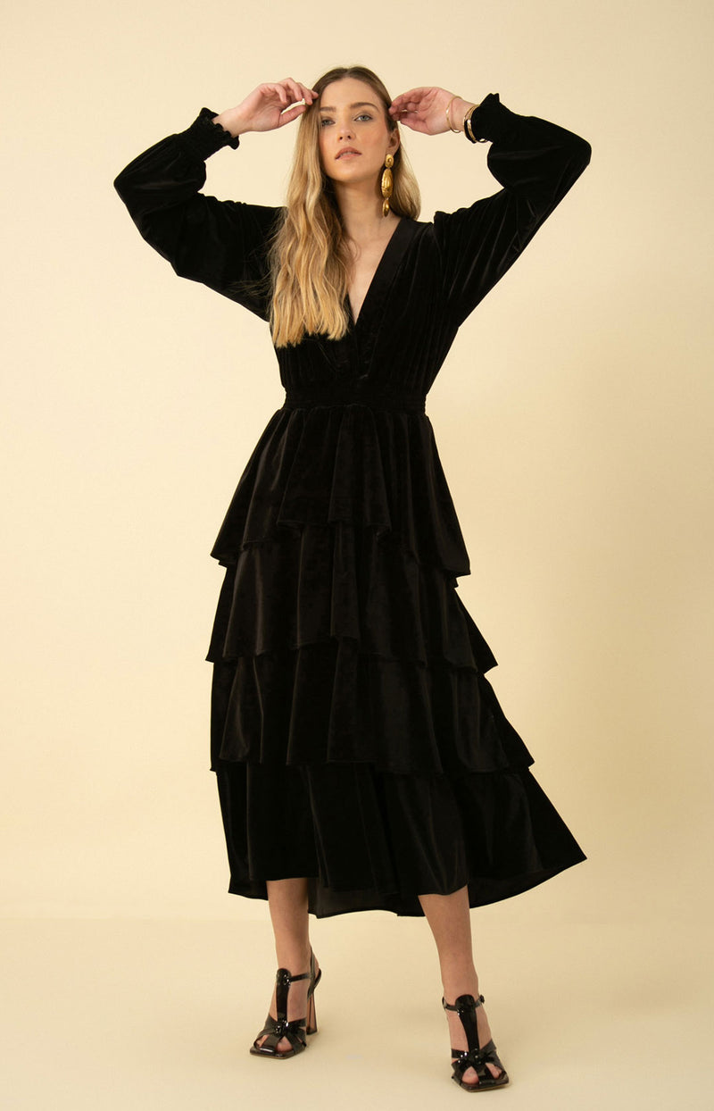 Eleanor Velvet Maxi Dress, color_black