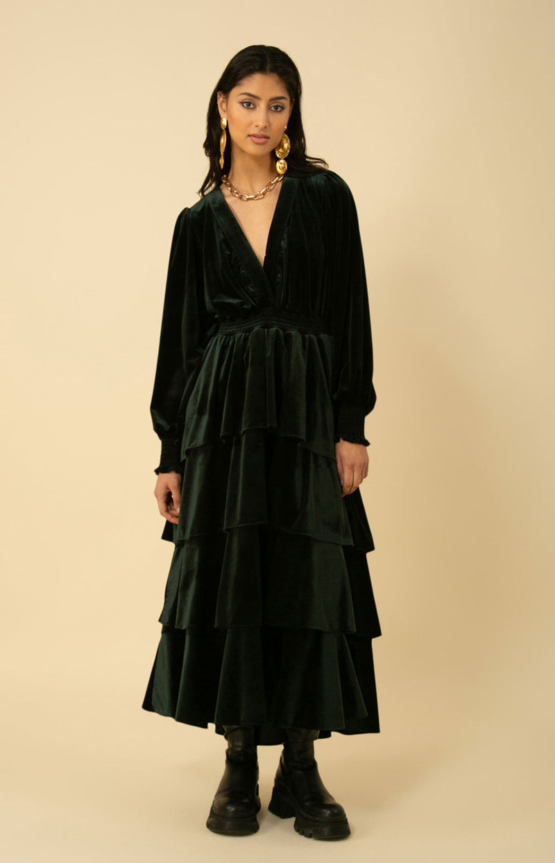 Eleanor Velvet Maxi Dress, color_emerald