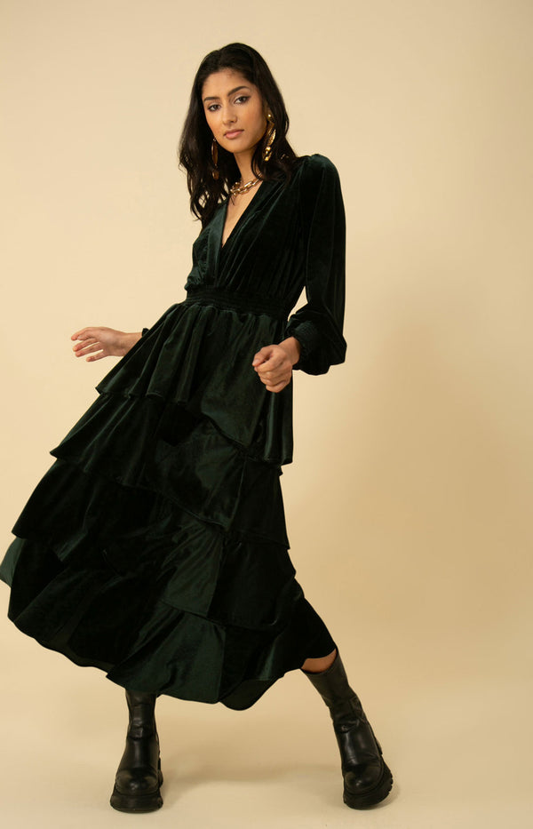 Eleanor Velvet Maxi Dress, color_emerald