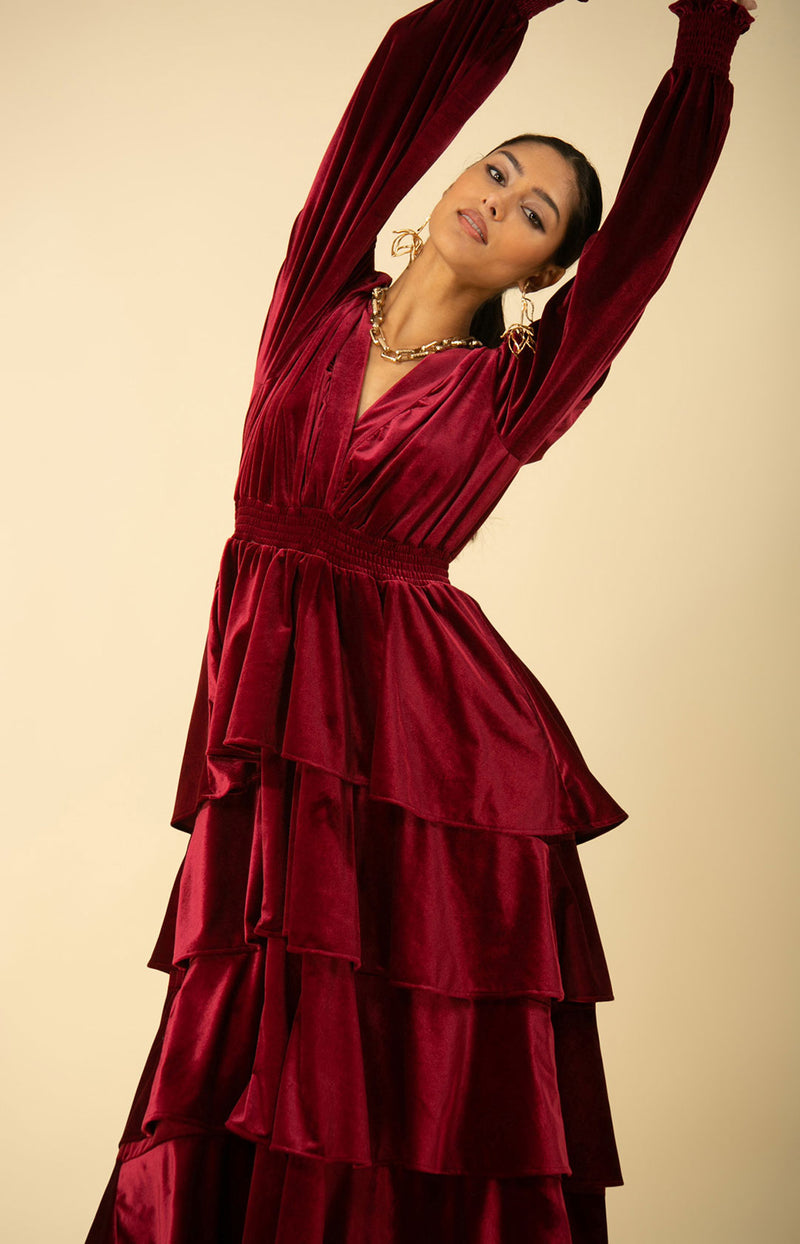 Eleanor Velvet Maxi Dress, color_wine
