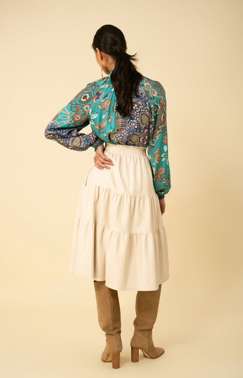 Avery Midi Length Skirt, color_ivory