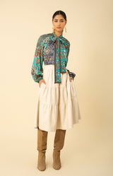 Avery Midi Length Skirt, color_ivory