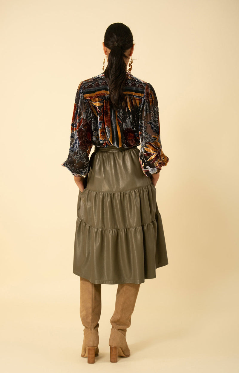 Avery Midi Length Skirt, color_olive