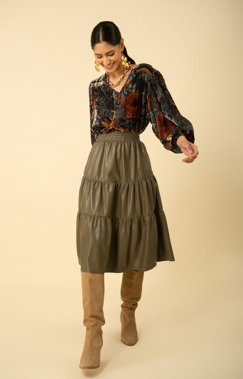 Avery Midi Length Skirt, color_olive