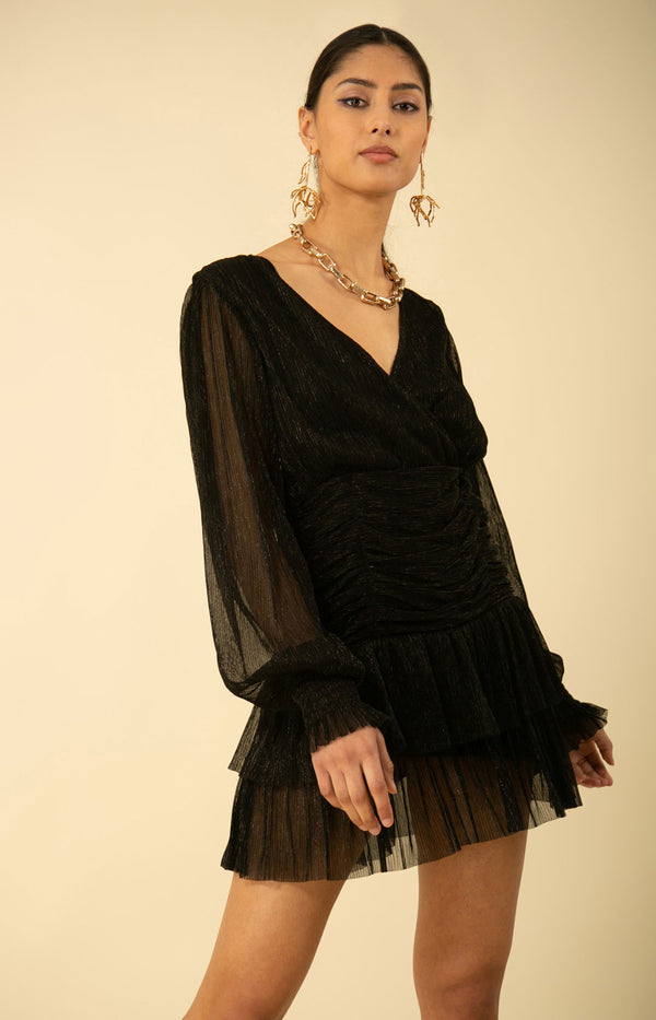 Ellie Lurex Mini Dress, color_black