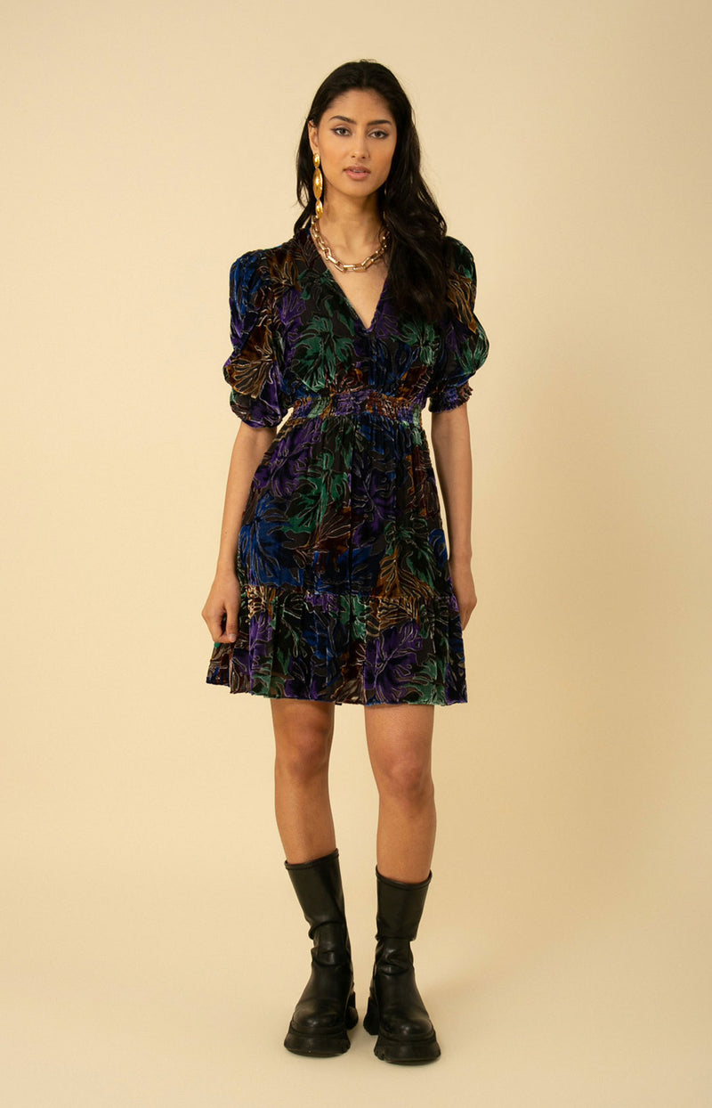 Willow Velvet Burnout Dress, color_olive