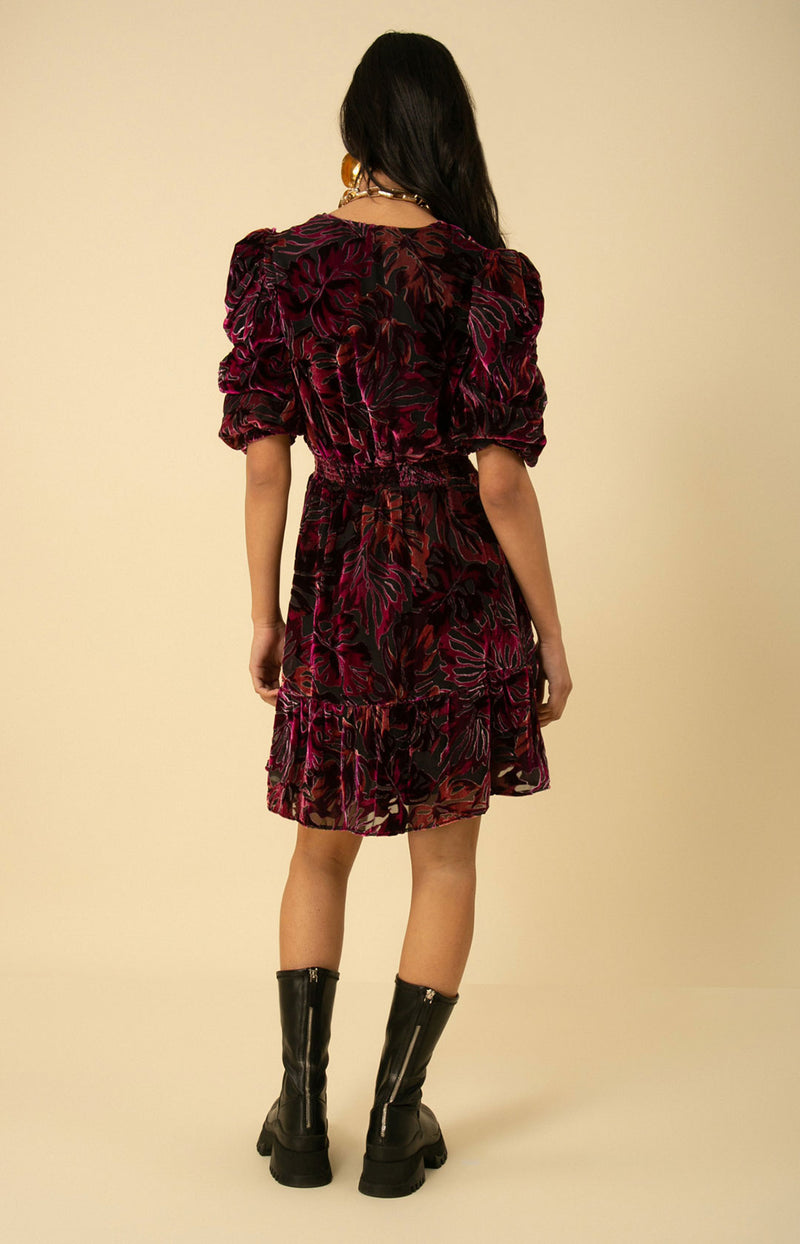 Willow Velvet Burnout Dress, color_raspberry