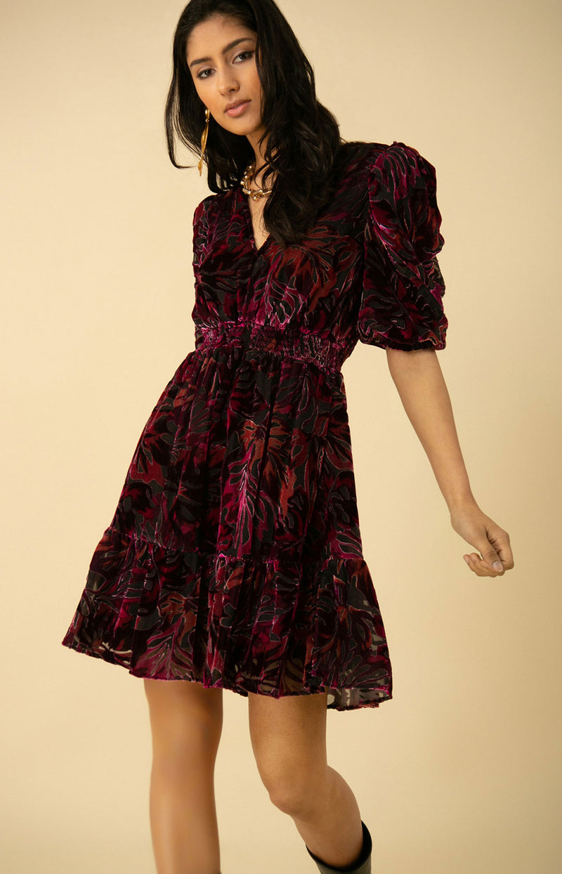 Willow Velvet Burnout Dress, color_raspberry