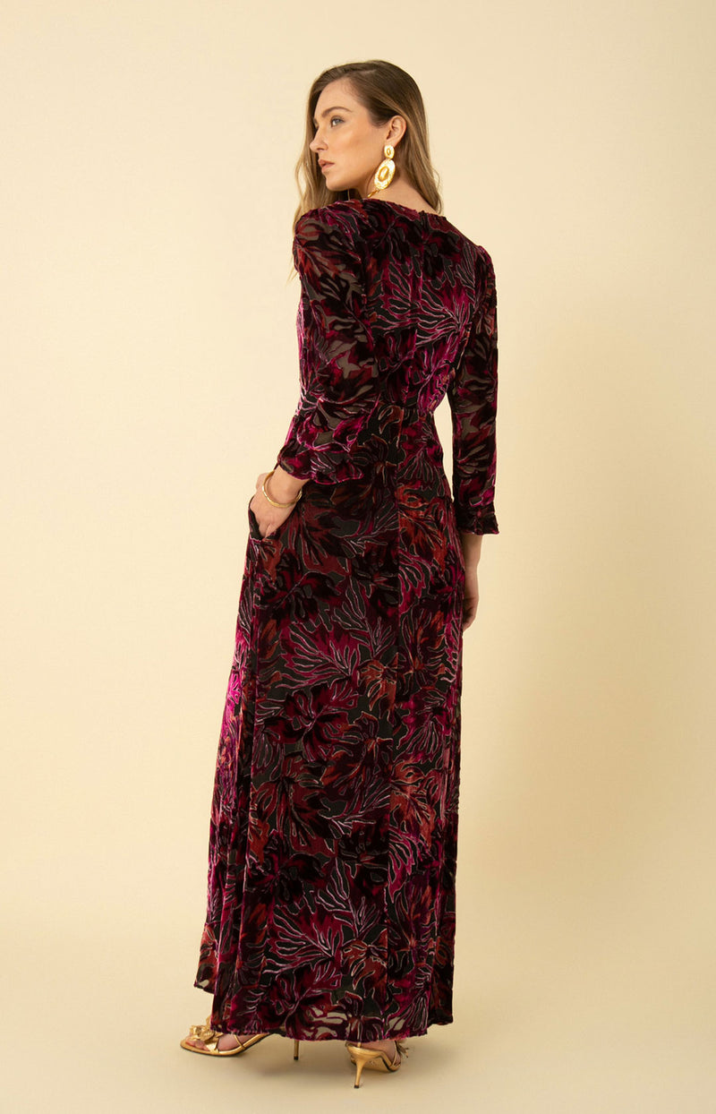Stella Velvet Maxi Dress, color_raspberry