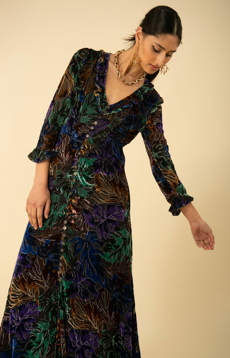Stella Velvet Maxi Dress, color_olive