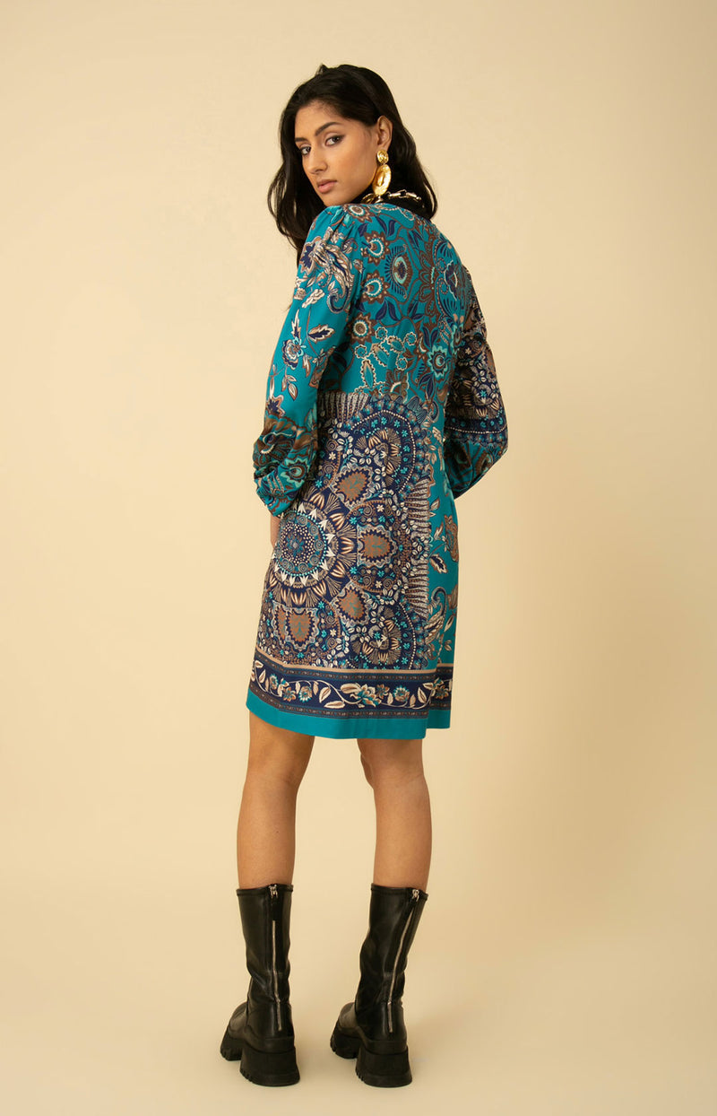 Paisley Jersey Dress, color_teal