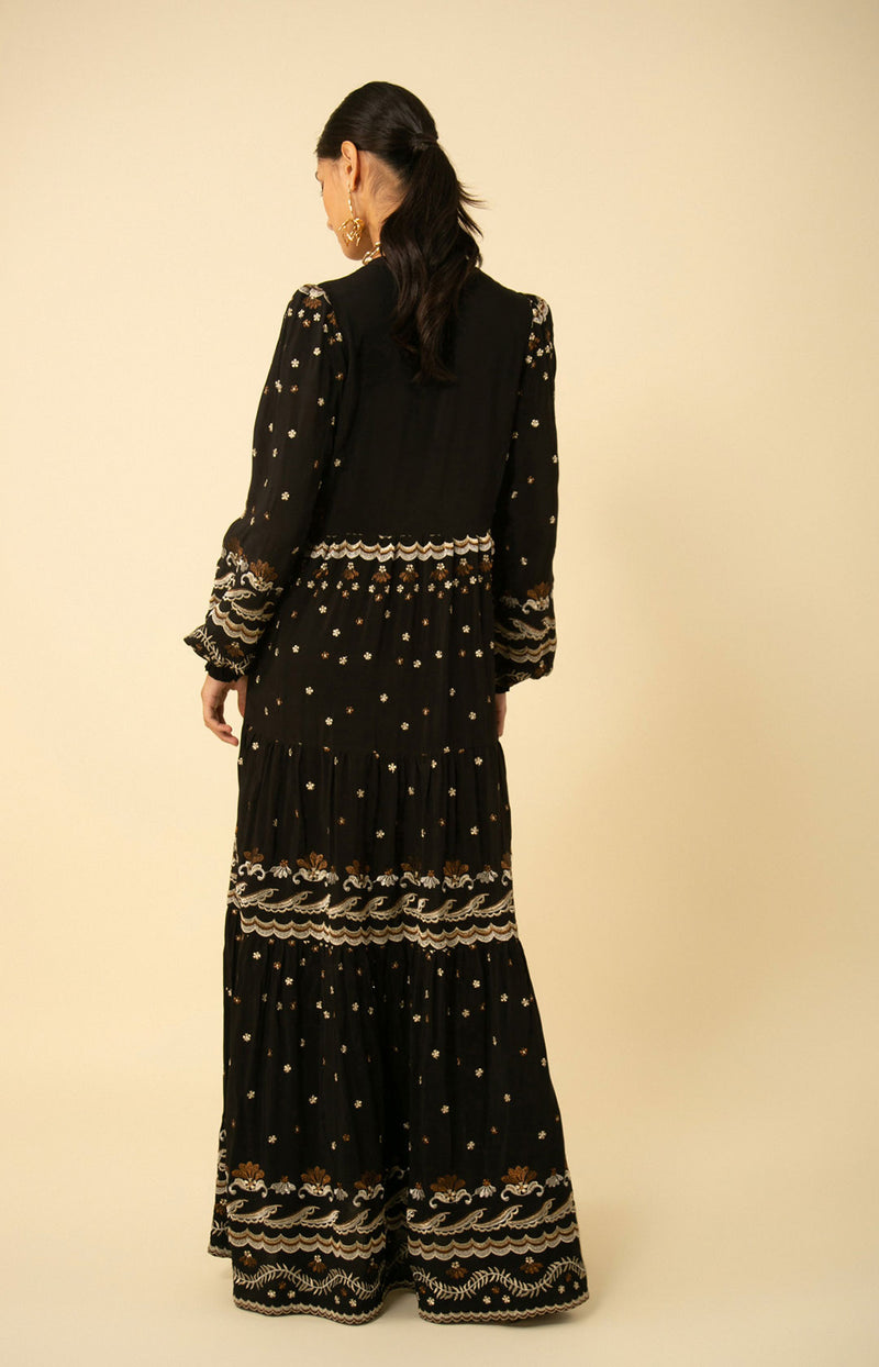 Audrey Embroidered Maxi Dress, color_black