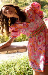 Skylar Poplin Puff Sleeve Dress, color_pink