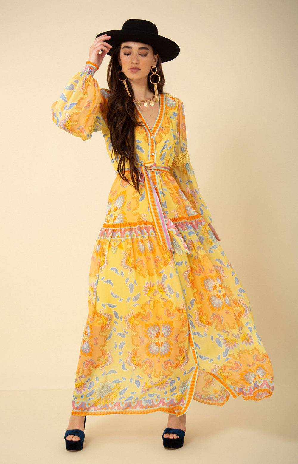 haley maxi dress yellow Sophie Georgette Maxi Yellow / S