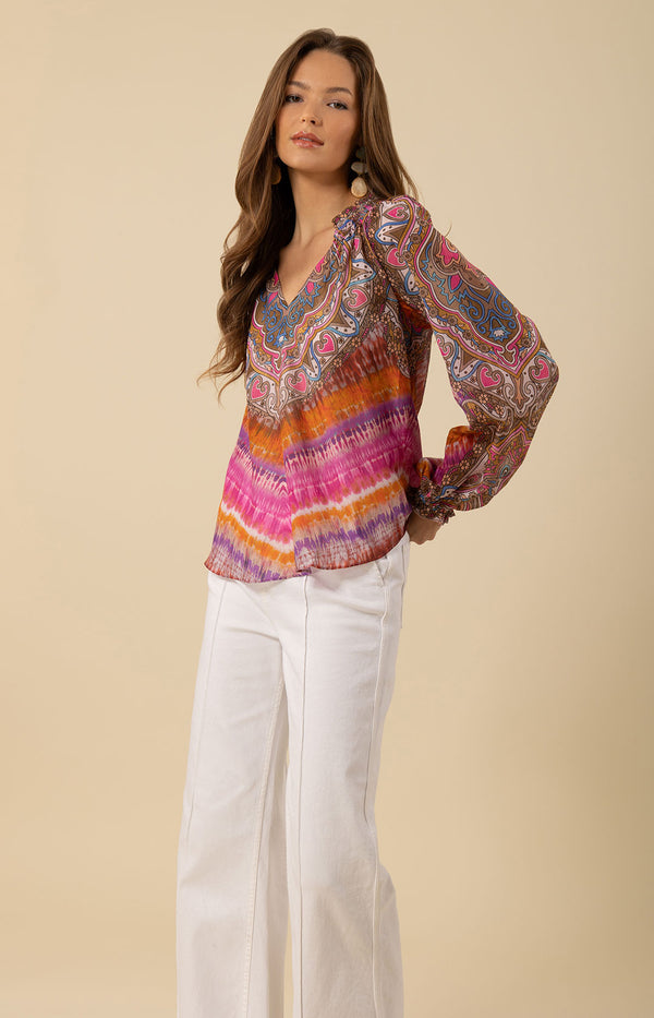 Sadie Voile Top, color_pink