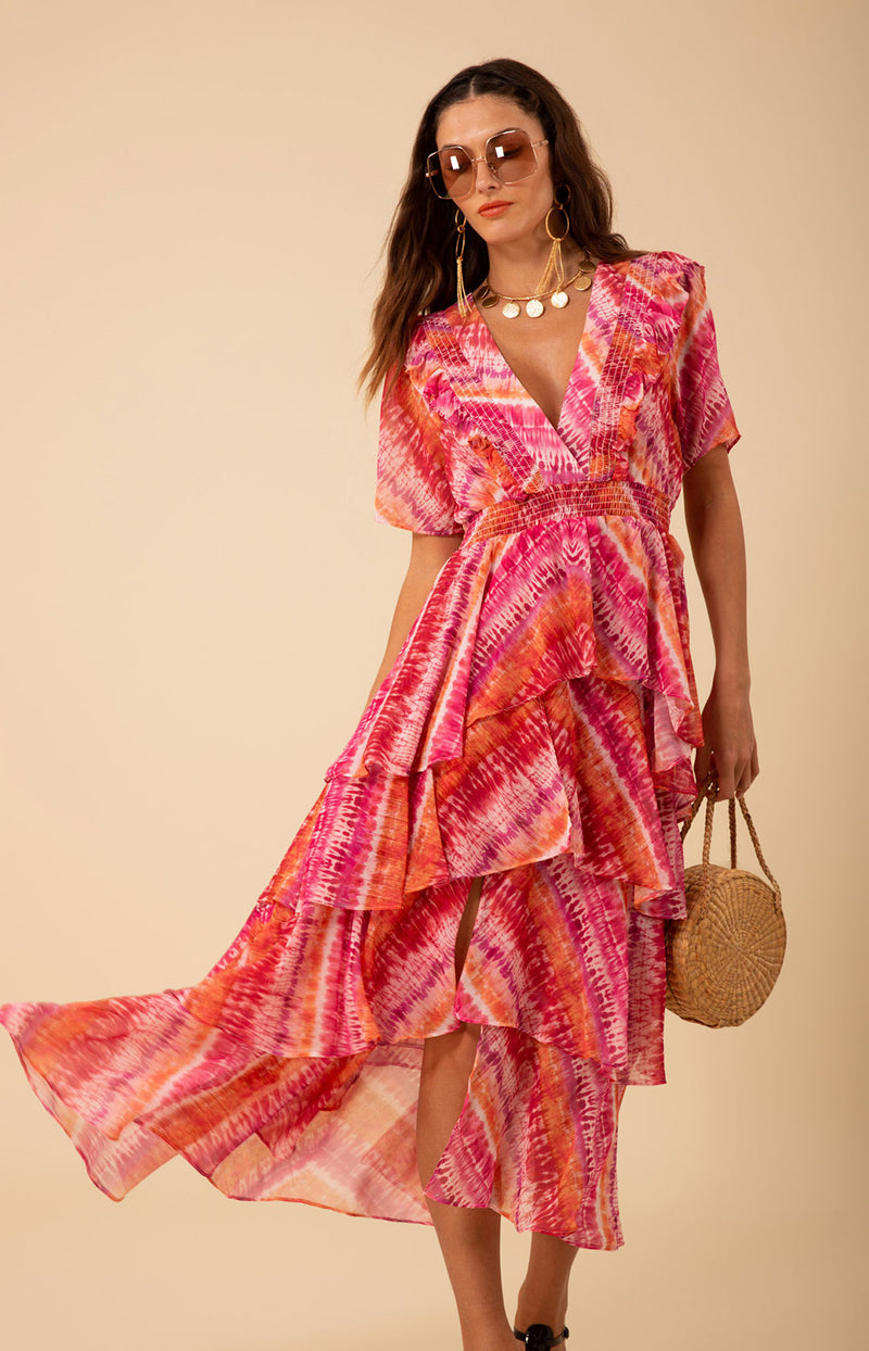 Caroline Chiffon Dress, color_pink