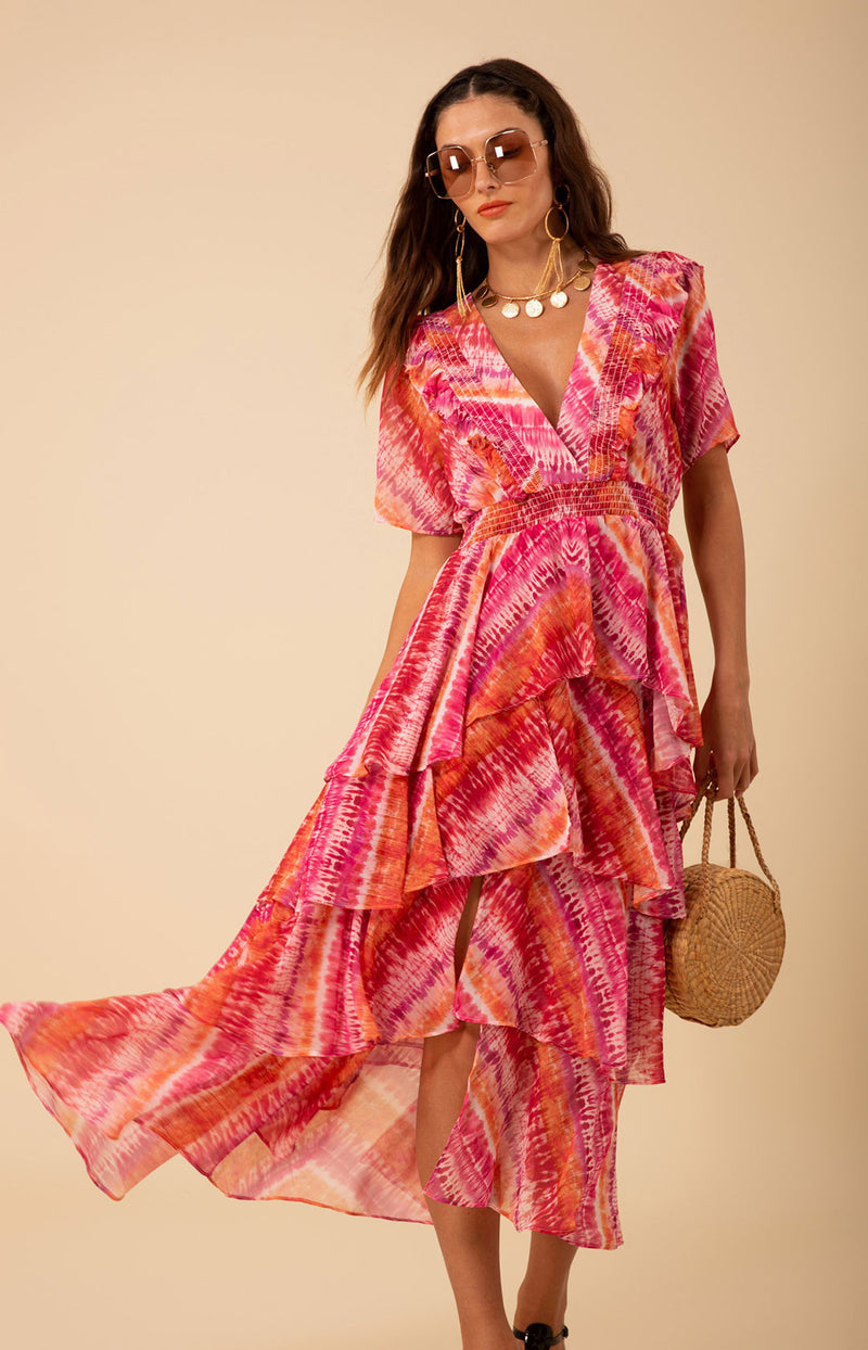 voluminous chiffon dress Isa Ivory Flowy Chiffon Dress