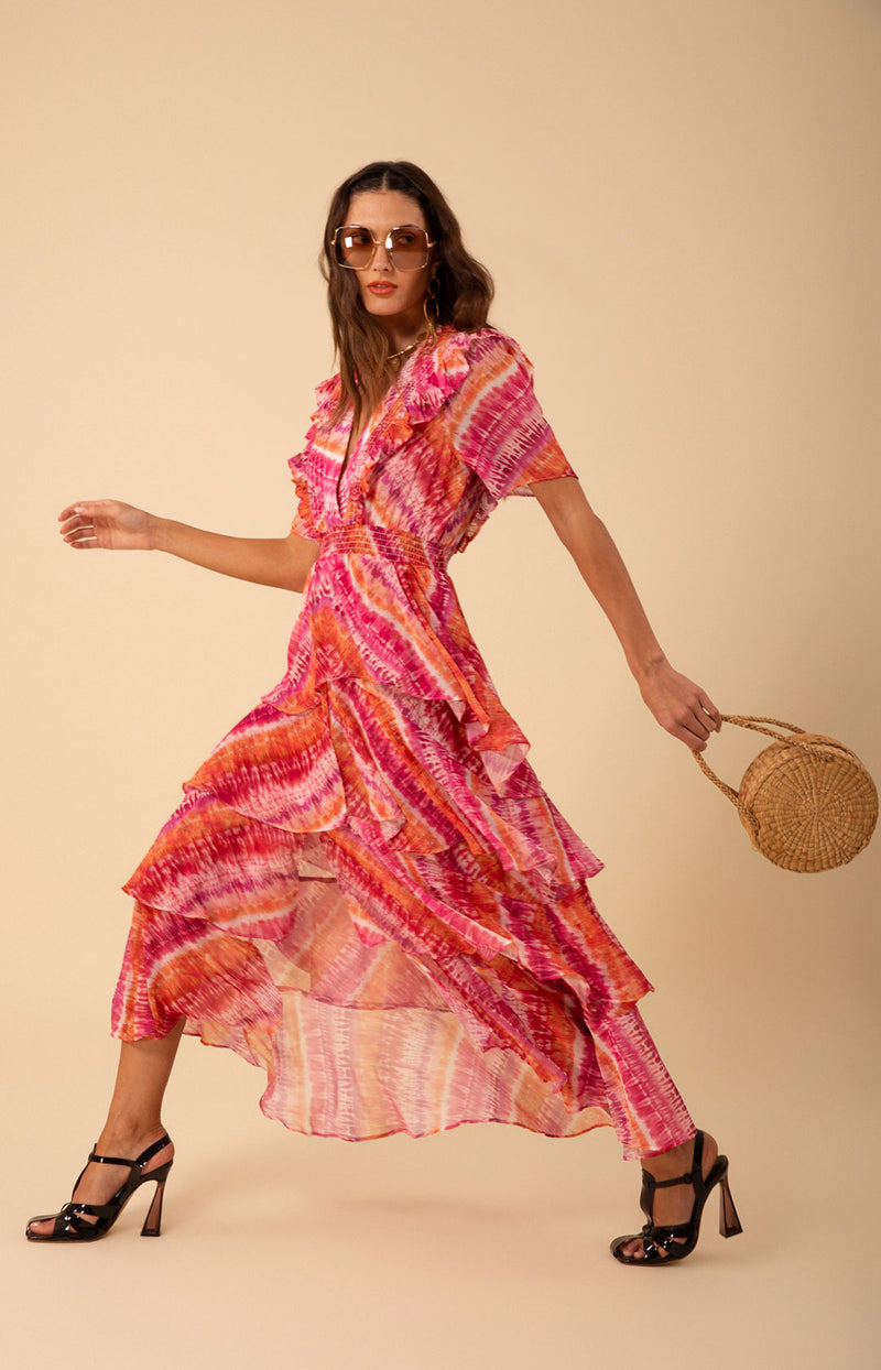 Caroline Chiffon Dress, color_pink