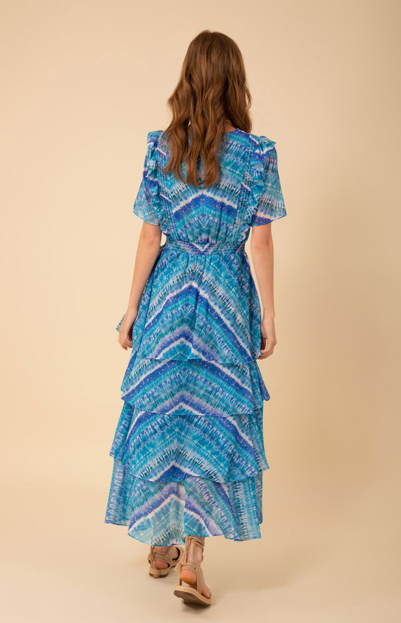 Caroline Chiffon Dress, color_teal