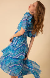 Caroline Chiffon Dress, color_teal