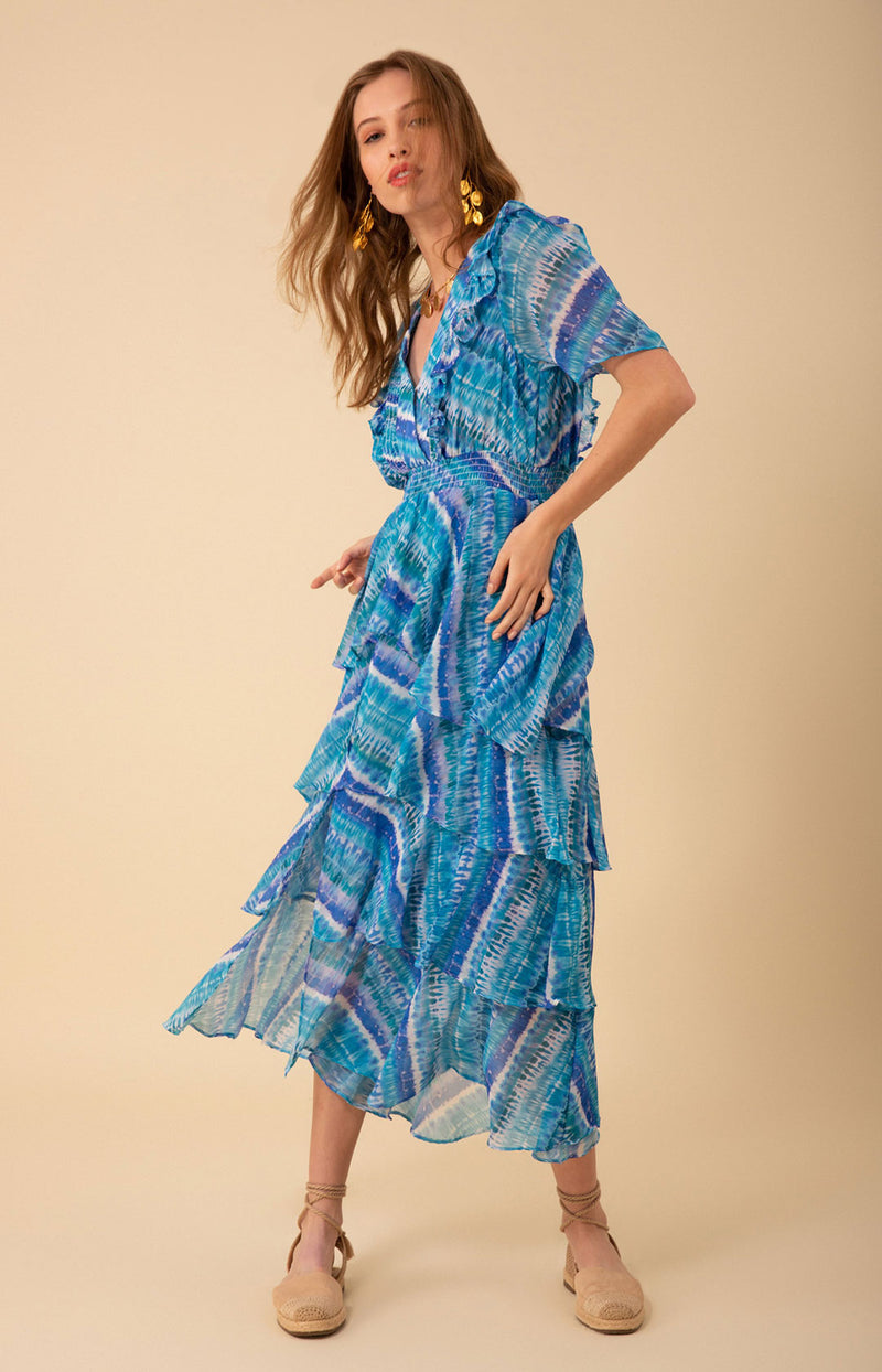 chiffon fall dress Ruffled Collar Autumn Chiffon Floral Dress