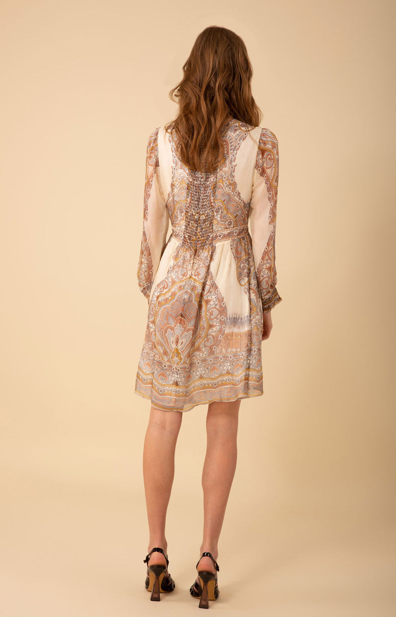 Allison Chiffon Dress, color_beige