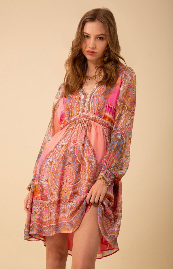 Allison Chiffon Dress, color_pink