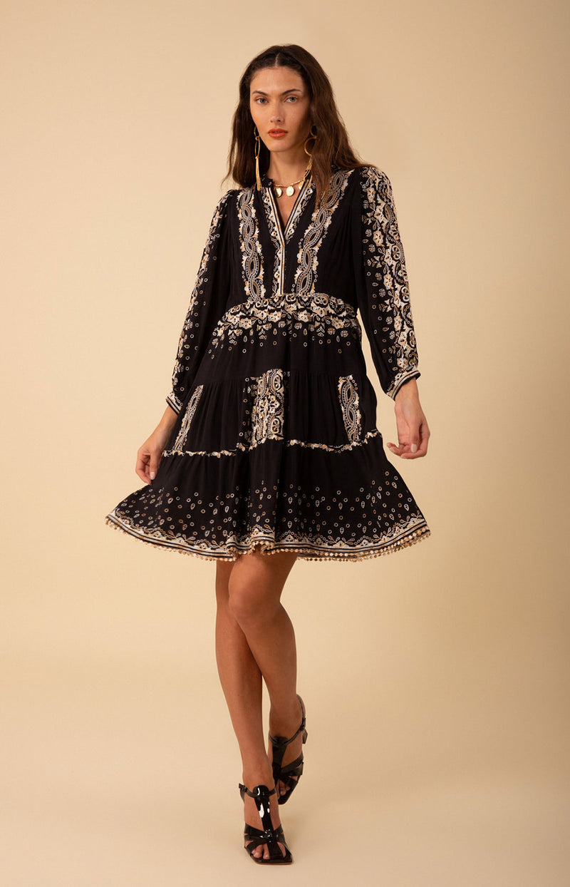 Emery Embroidered Dress, color_black