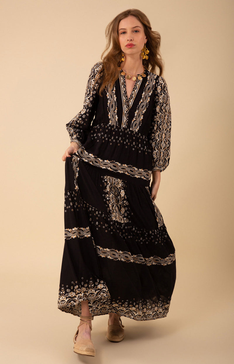 Emery Embroidered Dress, color_black