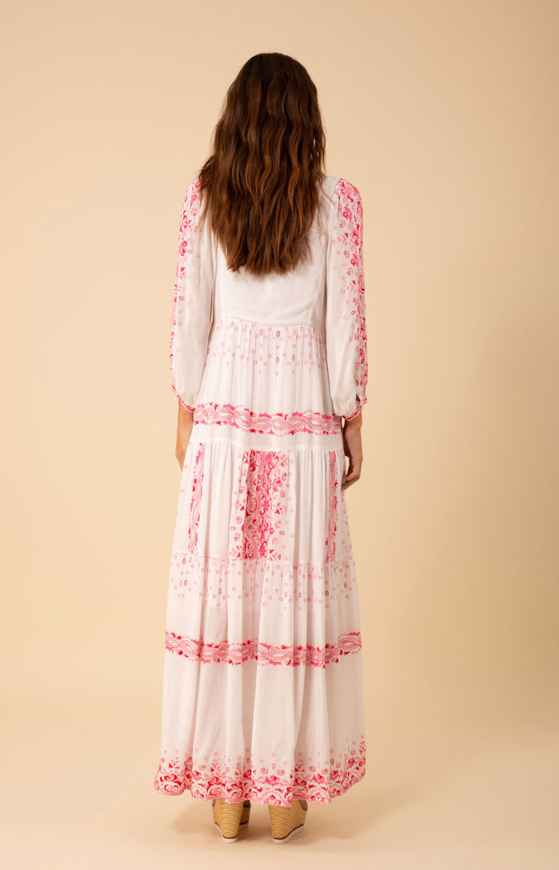 Emery Embroidered Maxi Dress Fuchsia / L Emery Embroidered Maxi Dress Fuchsia / L