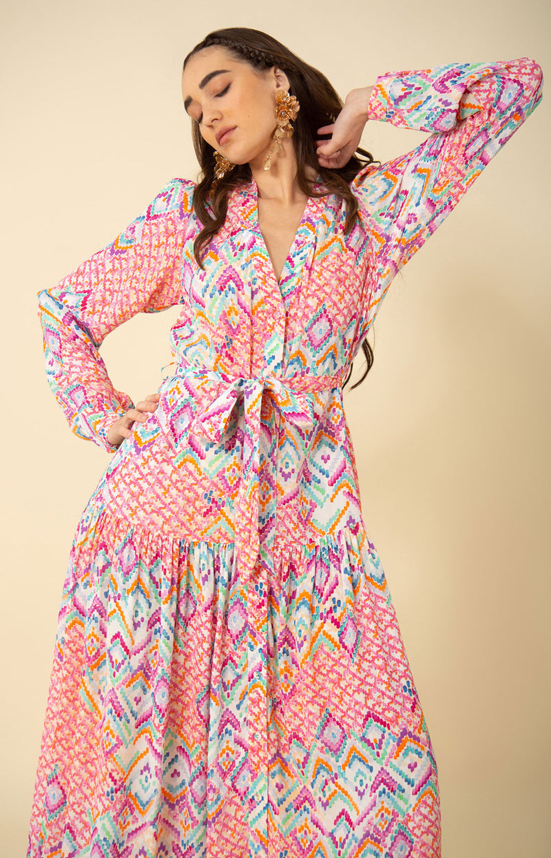 Arya Button Down Maxi Dress Coral / XL Arya Button Down Maxi Dress Coral / XL