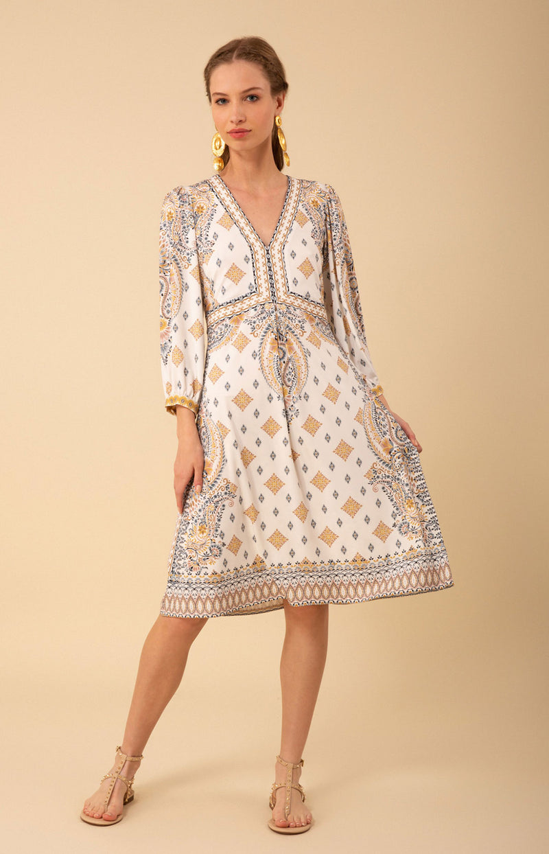 beige jersey dress Beige Jersey Midi fitted Dress with beige satin link Maisoncleo