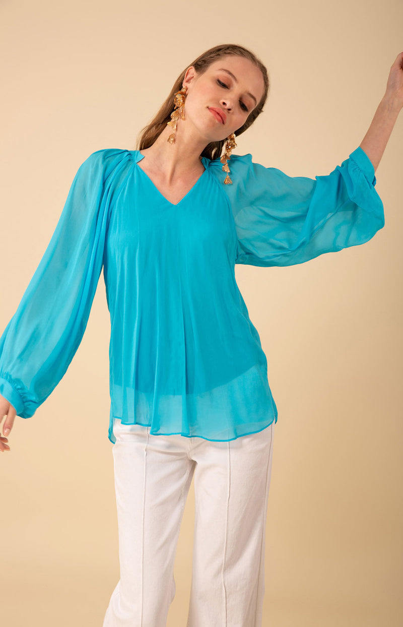 Josie Solid Top, color_turquoise