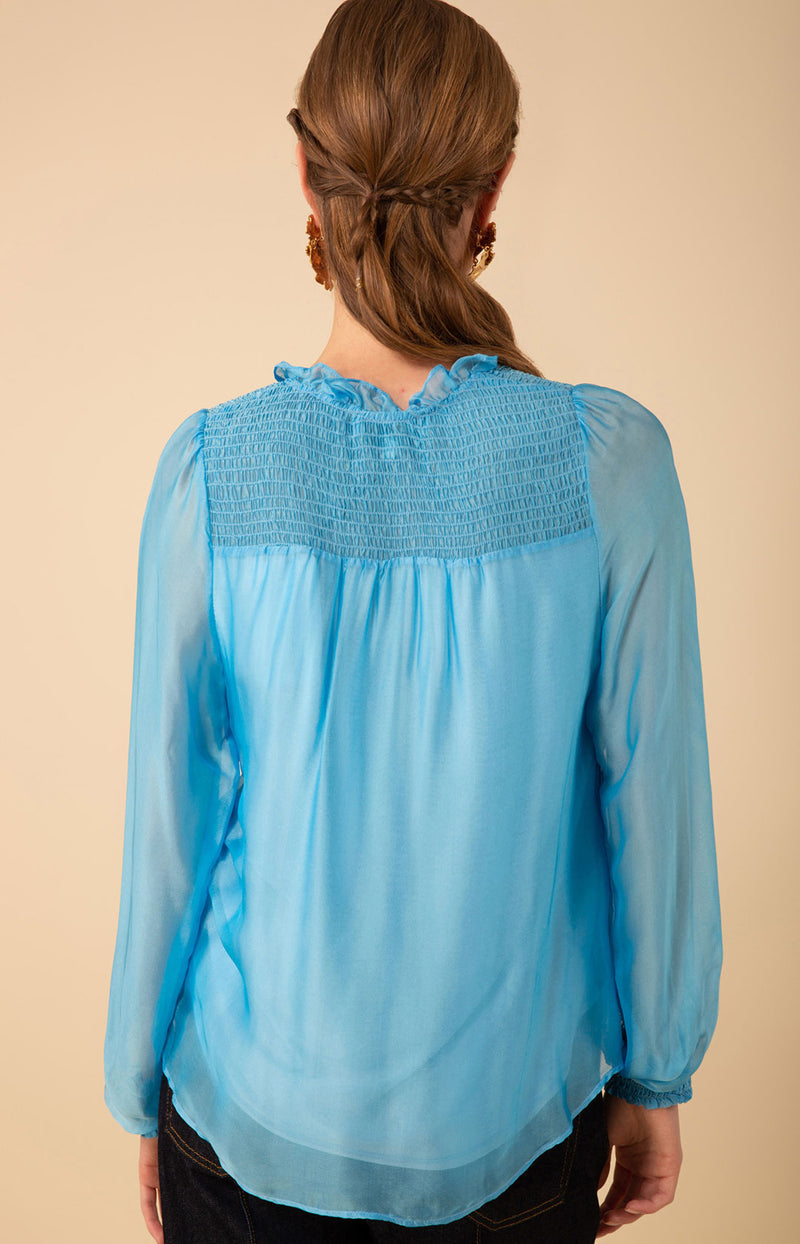 Lucia Solid Chiffon Top, color_turquoise