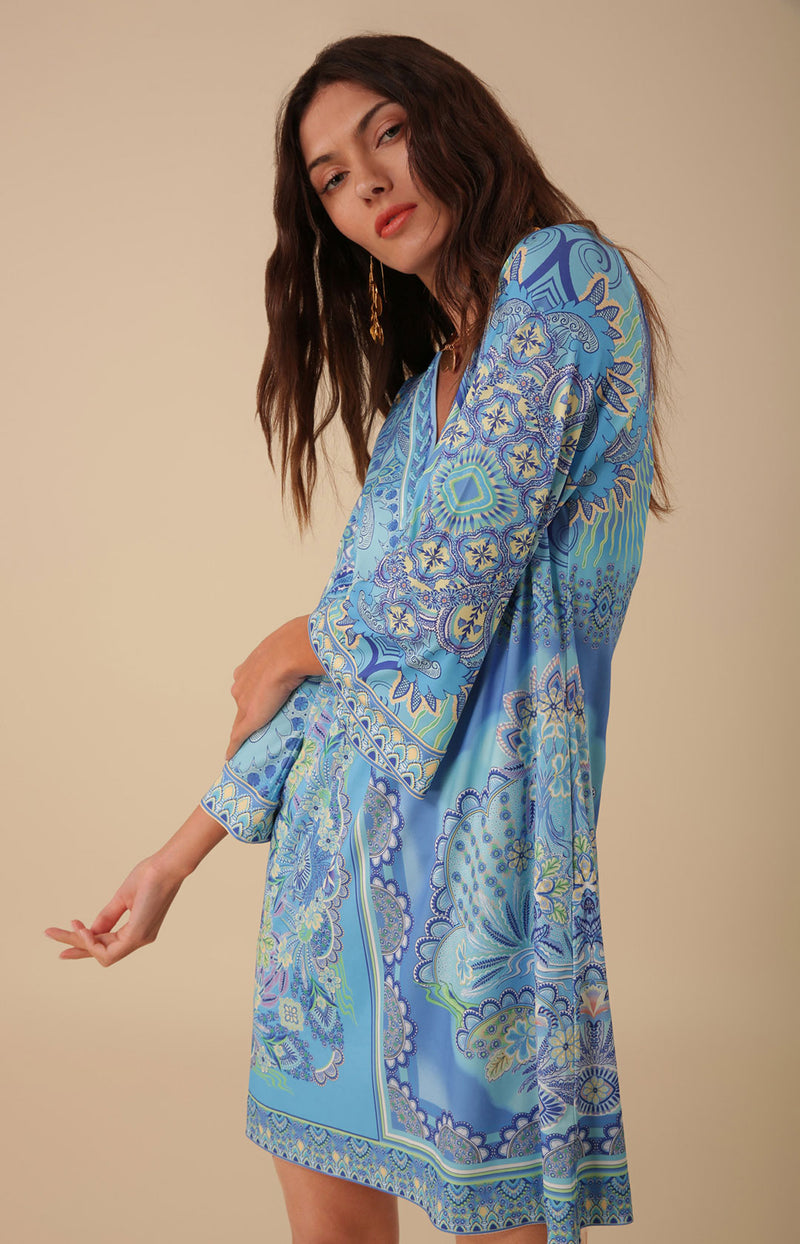 Hale Bob Juniper Beaded Jersey Dress - Blue Hale Bob Juniper Beaded Jersey Dress - Blue