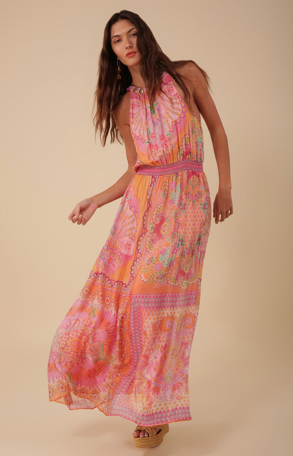 Hale Bob Magnolia Silk-Blend Dress - Orange