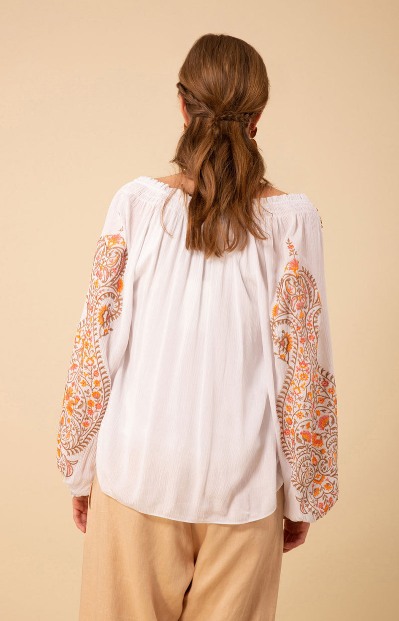 Sloane Embroidered Top, color_beige