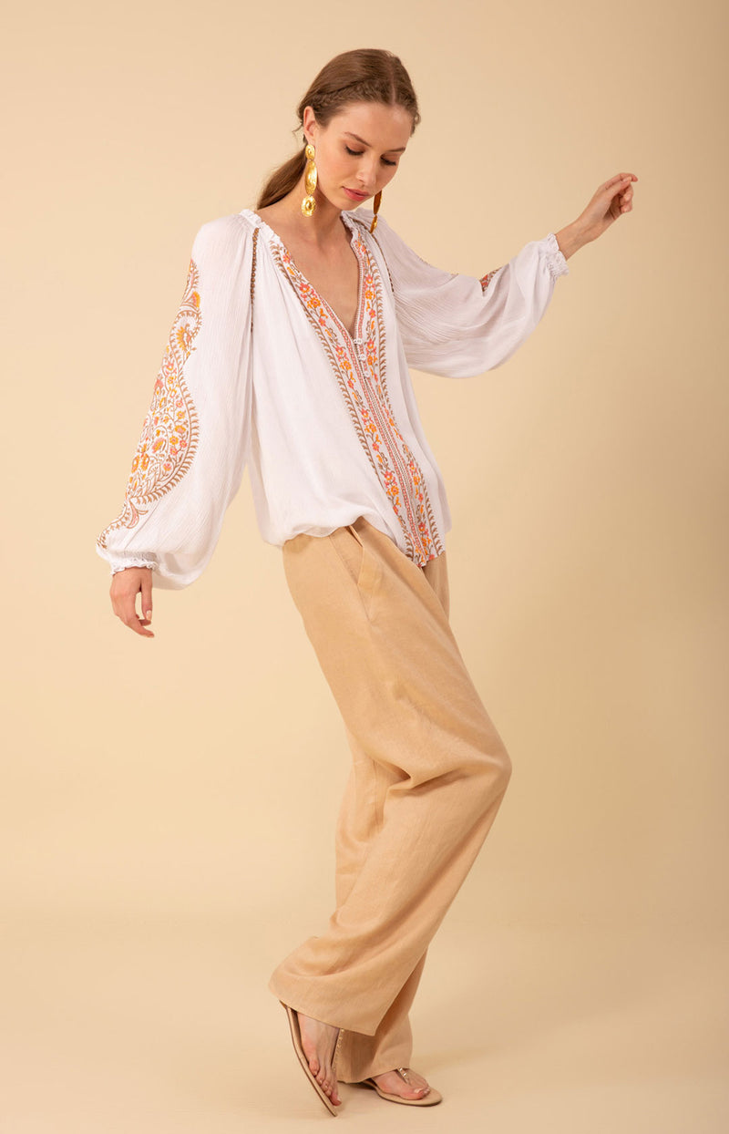 Sloane Embroidered Top, color_beige