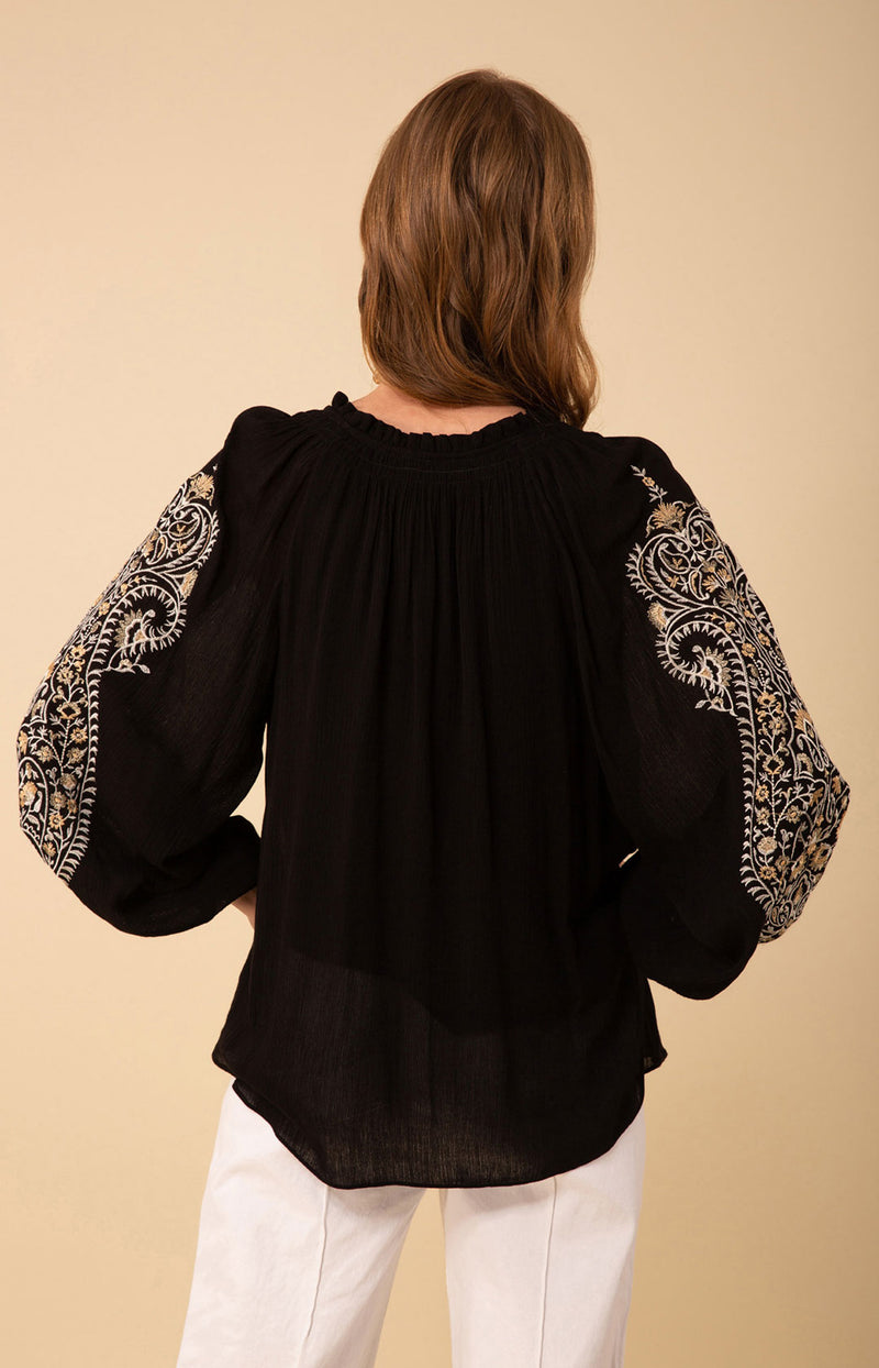 Sloane Embroidered Top, color_black