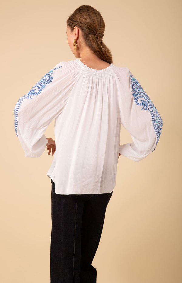 Sloane Embroidered Top, color_blue