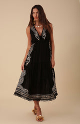 Amara Embroidered Midi Dress, color_black