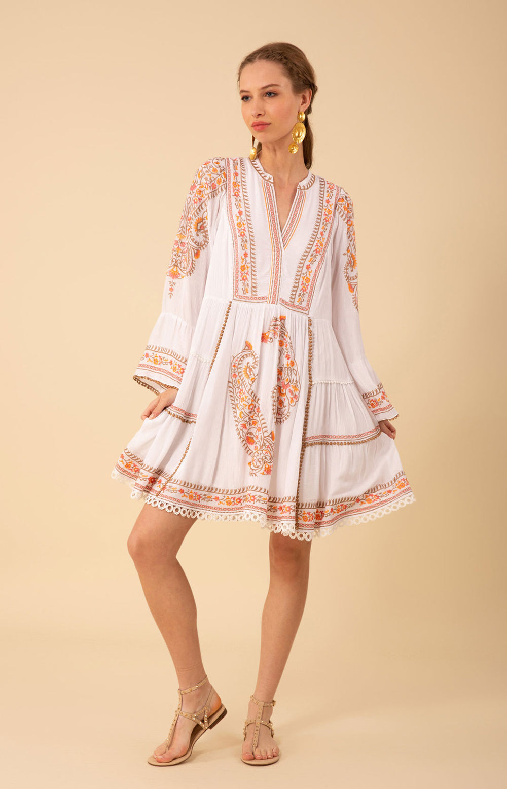 beige embroidered dress Isabel / M Color:Gray Plaid Wishful Blue Denim Dress sweetheart corset top elastic waist allows stretch