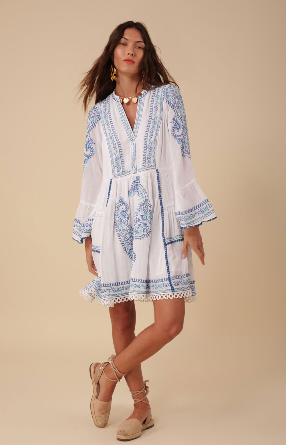 Isabel Embroidered Dress Blue / XS