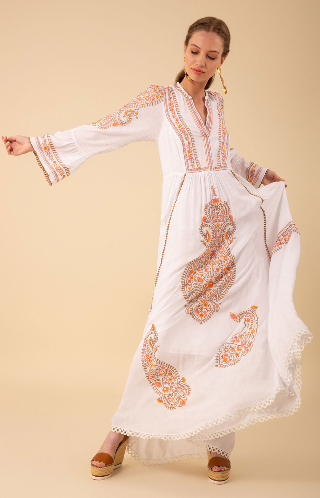 Isabella | Women’s Summer Embroidered Ethnic Midi Dress main image 0