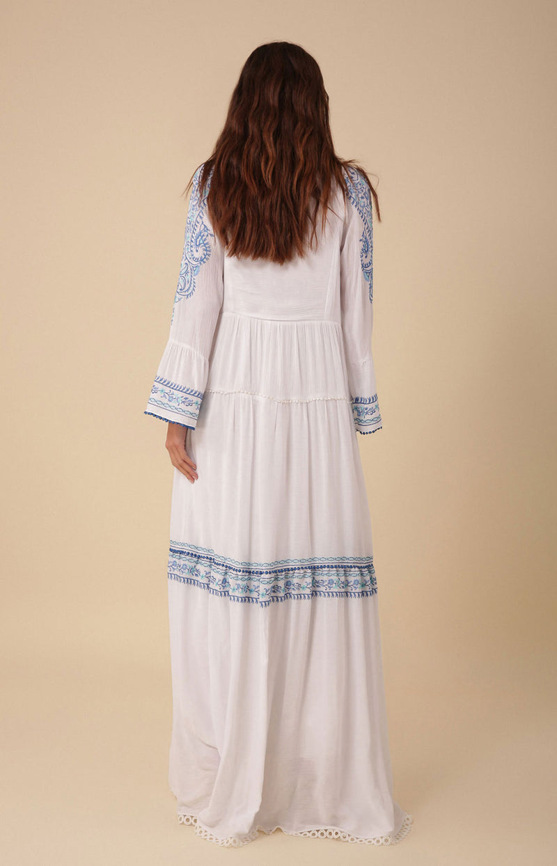 Isabel Embroidered Maxi Dress Blue / XL Isabel Embroidered Maxi Dress Blue / XL