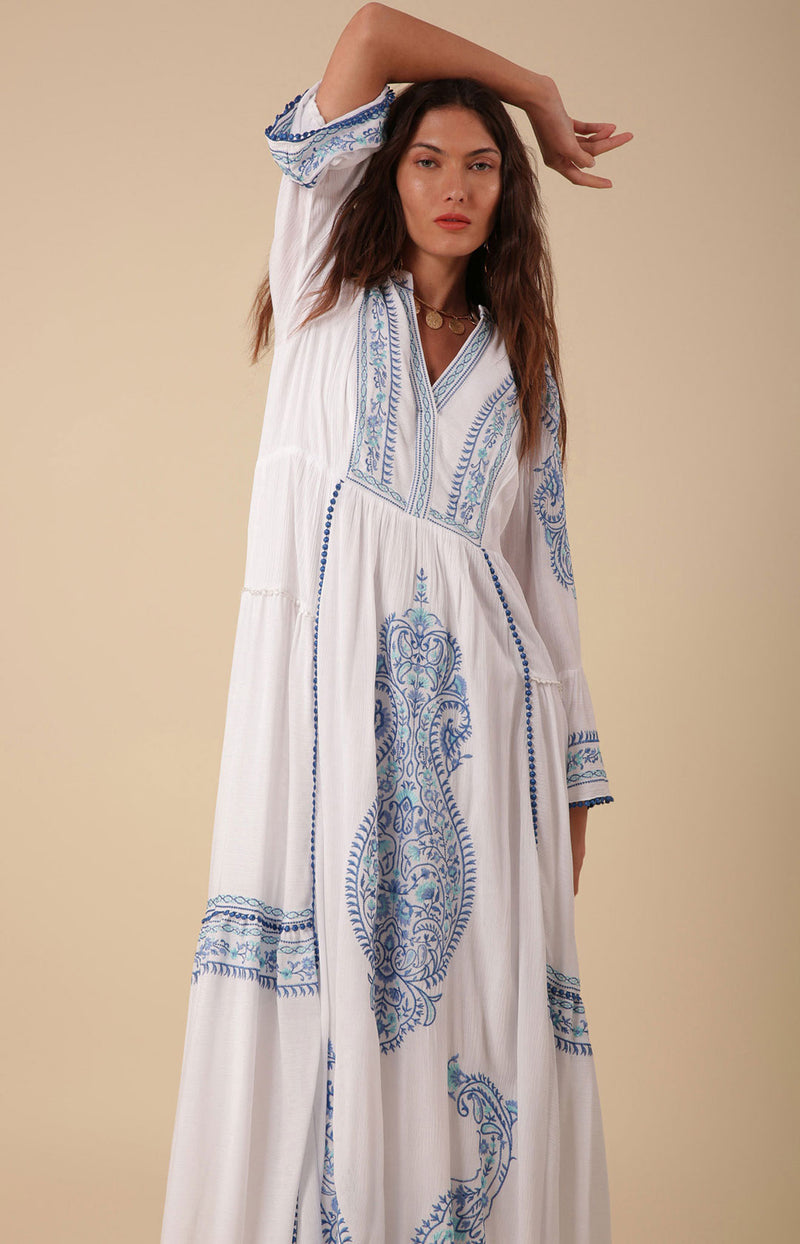 Isabel Embroidered Maxi Dress Blue / XL Isabel Embroidered Maxi Dress Blue / XL