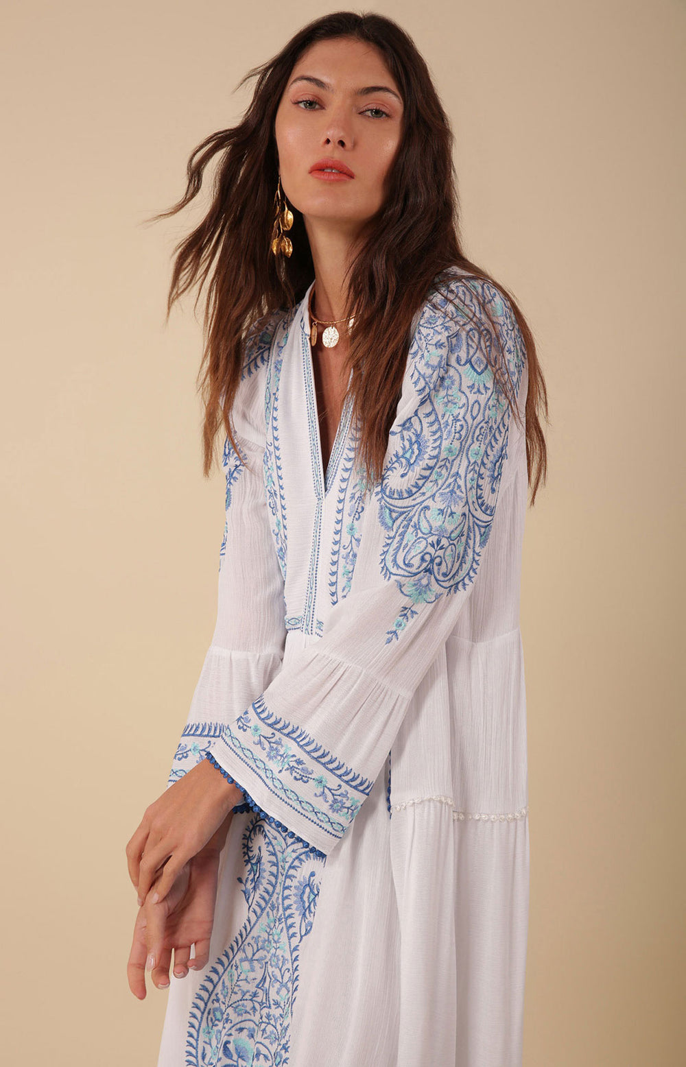 Isabel Embroidered Maxi Dress Blue / XL Isabel Embroidered Maxi Dress Blue / XL